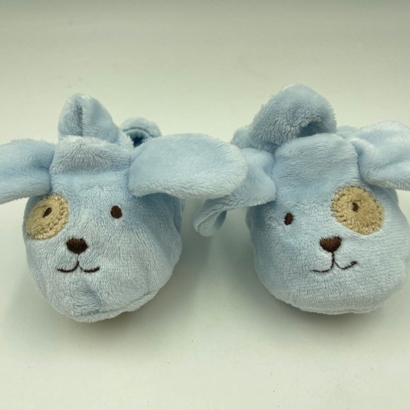 Bunnies By The Bay Boys Infant Baby 0-6 mos Plush Slipper Shoes Blue Slip On - Picture 1 of 7